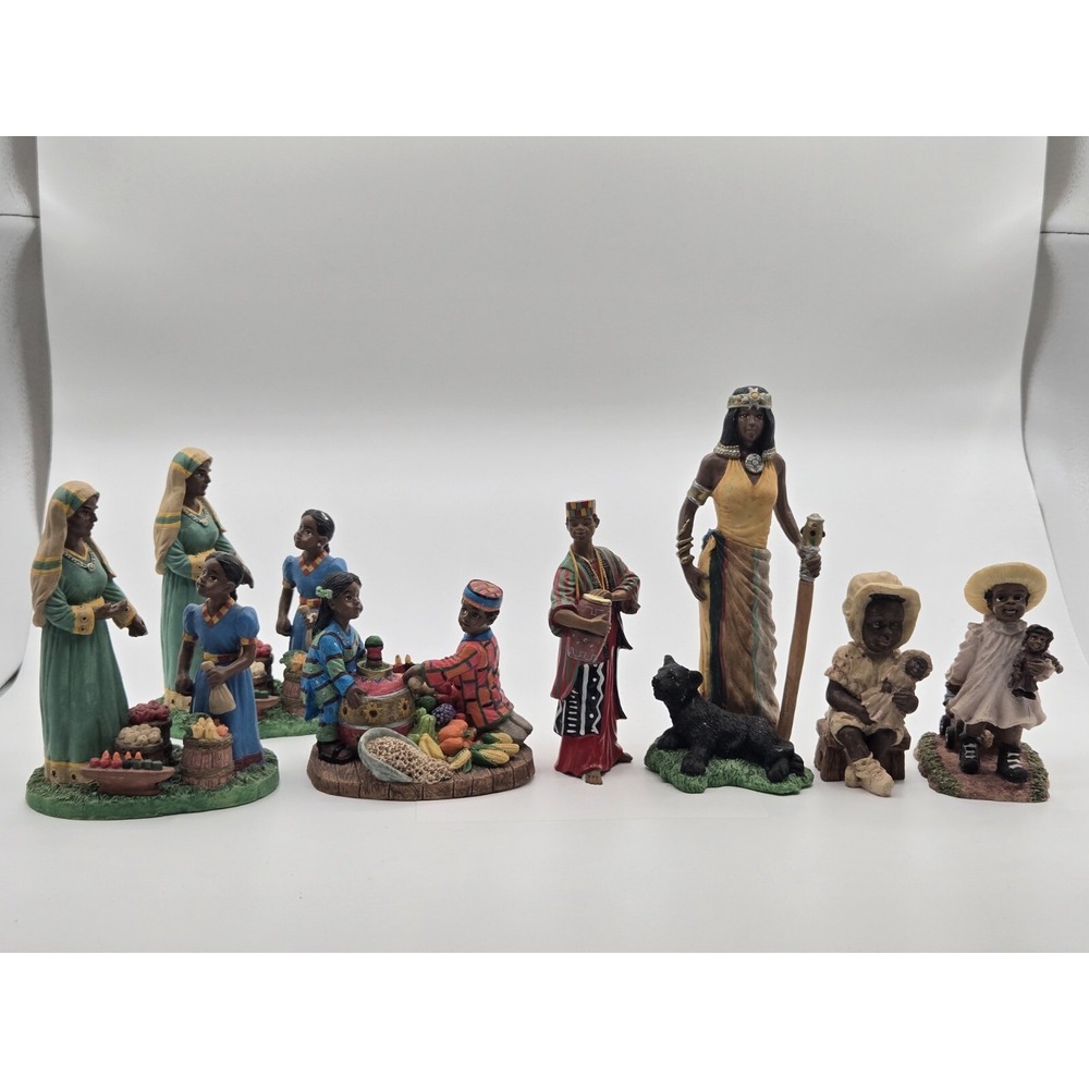 YOUNGS 1995 Black African American Statue Figurine Lot Of 7 Ceramic Art AS-IS